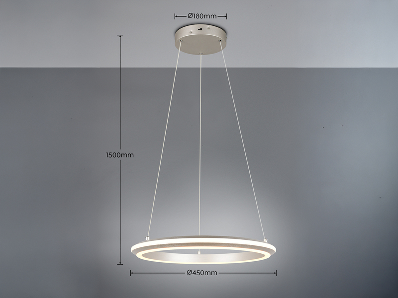 LED Pendelleuchte AMADOR Metall Silber, dimmbar & Lichtfarbe einstellbar Ø 45cm