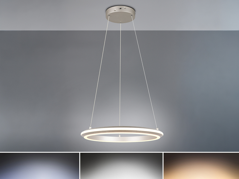 LED Pendelleuchte AMADOR Metall Silber, dimmbar & Lichtfarbe einstellbar Ø 45cm