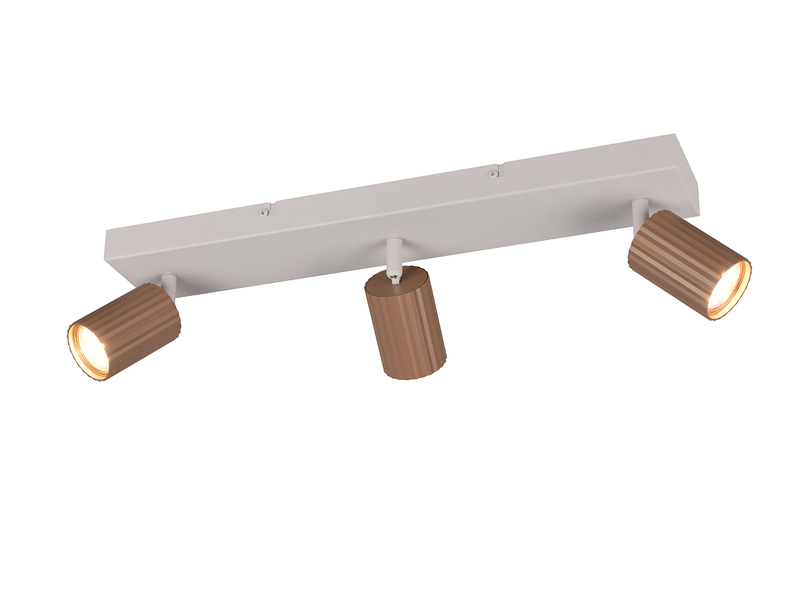 LED Deckenstrahler 3-flammig aus Metall Hellgrau & Coffee, Breite 50cm