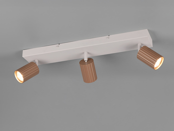 LED Deckenstrahler 3-flammig aus Metall Hellgrau & Coffee, Breite 50cm