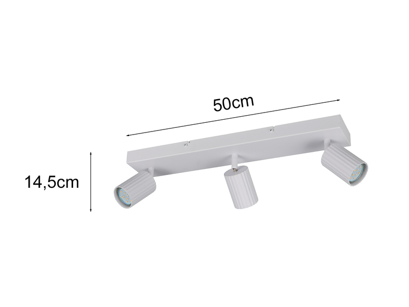 LED Deckenstrahler 3-flammig aus Metall Weiß, Breite 50cm