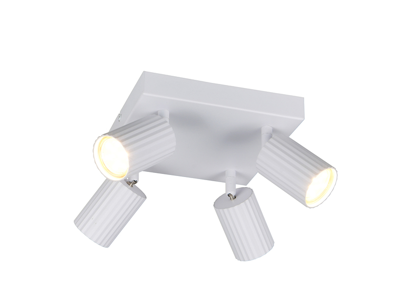 LED Deckenstrahler 4-flammig aus Metall Weiß, Quadrat 20cm