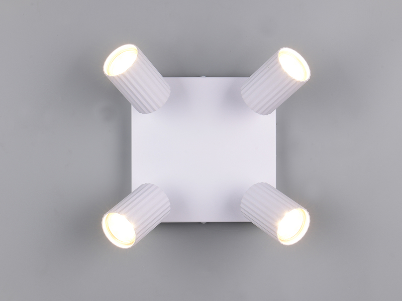 LED Deckenstrahler 4-flammig aus Metall Weiß, Quadrat 20cm