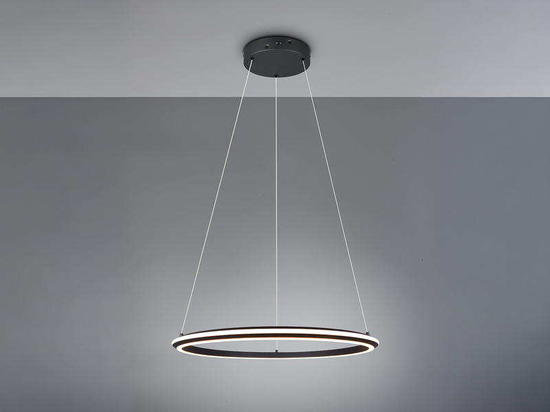 Große LED Pendelleuchte AMADOR Schwarz, dimmbar & Lichtfarbe einstellbar Ø 75cm