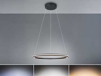 Große LED Pendelleuchte AMADOR Schwarz, dimmbar & Lichtfarbe einstellbar Ø 75cm