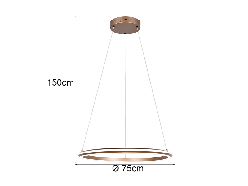 Große LED Pendelleuchte AMADOR Coffee, dimmbar & Lichtfarbe einstellbar Ø 75cm