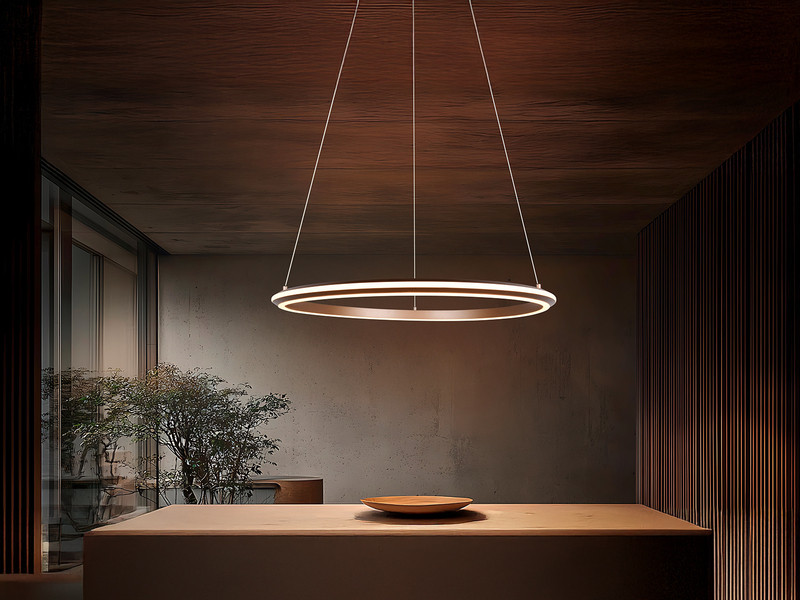 Große LED Pendelleuchte AMADOR Coffee, dimmbar & Lichtfarbe einstellbar Ø 75cm