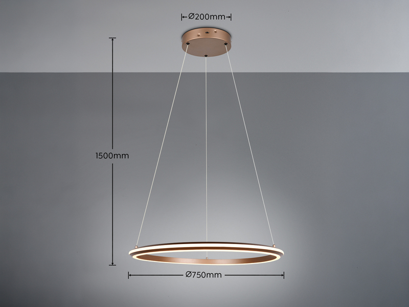 Große LED Pendelleuchte AMADOR Coffee, dimmbar & Lichtfarbe einstellbar Ø 75cm