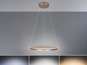 Große LED Pendelleuchte AMADOR Coffee, dimmbar & Lichtfarbe einstellbar Ø 75cm