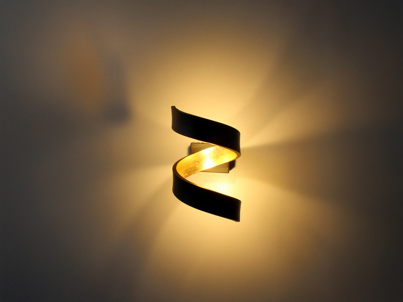 Ausgefallene LED Wandleuchte 2er Set Schwarz / Gold, Höhe 17cm