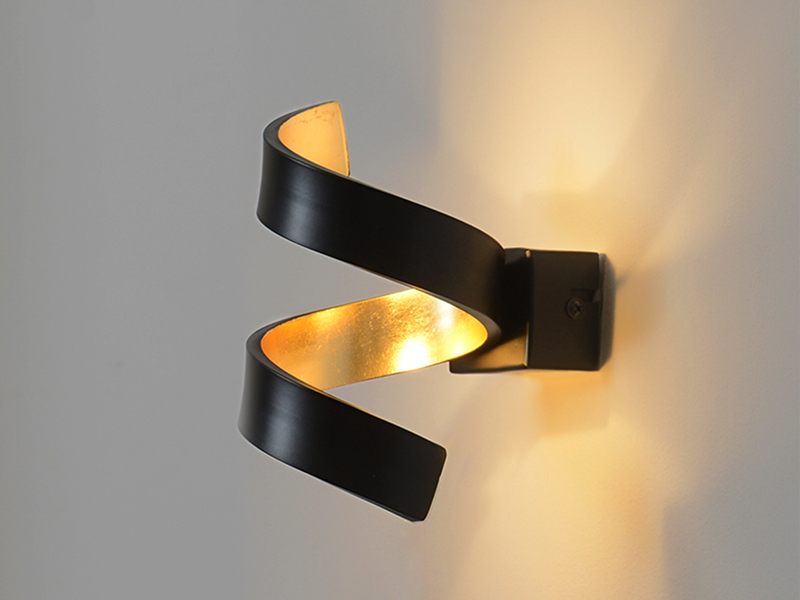 Ausgefallene LED Wandleuchte 2er Set Schwarz / Gold, Höhe 17cm