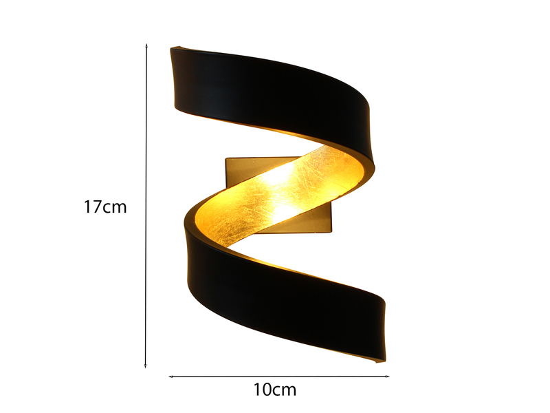 Ausgefallene LED Wandleuchte 2er Set Schwarz / Gold, Höhe 17cm