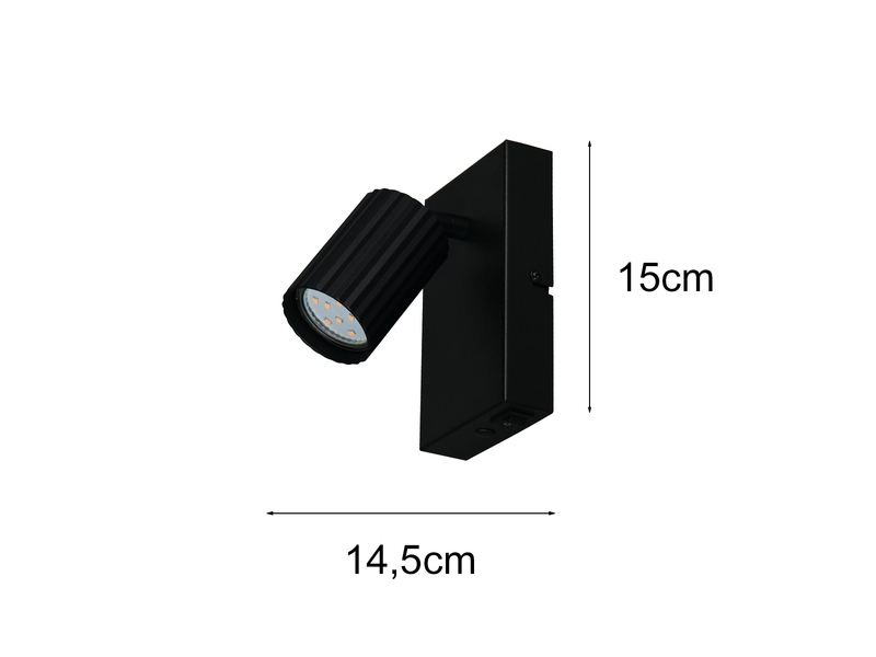 LED Innen Wandstrahler Schwarz mit Schalter, Spot schwenkbar, Höhe 15cm