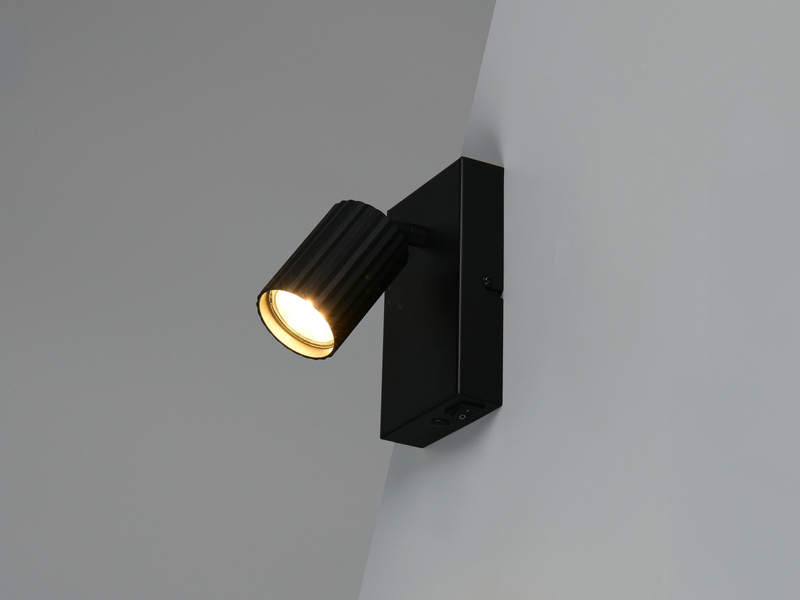 LED Innen Wandstrahler Schwarz mit Schalter, Spot schwenkbar, Höhe 15cm