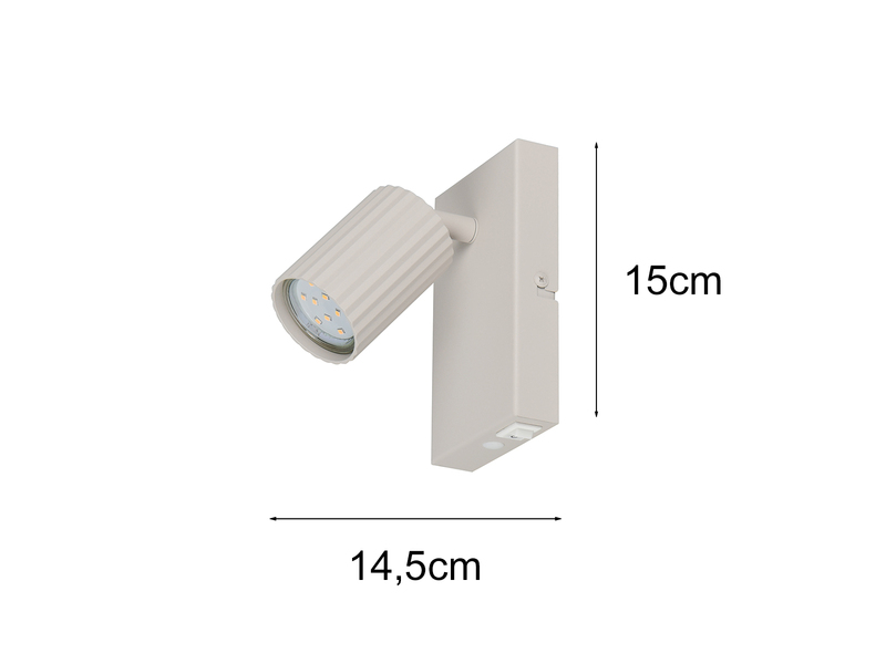 LED Innen Wandstrahler Hellgrau mit Schalter, Spot schwenkbar, Höhe 15cm