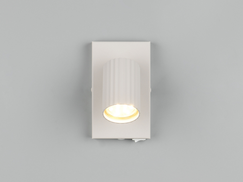 LED Innen Wandstrahler Hellgrau mit Schalter, Spot schwenkbar, Höhe 15cm