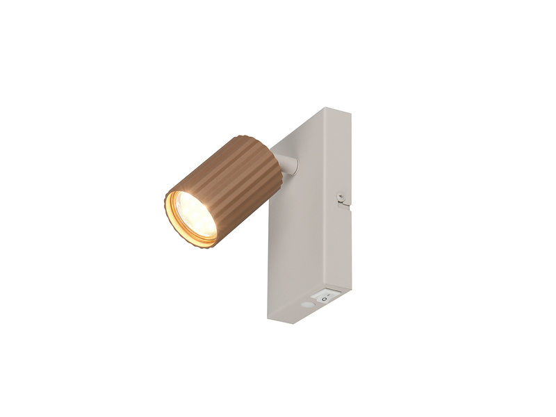 LED Innen Wandstrahler Hellgrau mit Schalter, Spot Coffee schwenkbar, Höhe 15cm