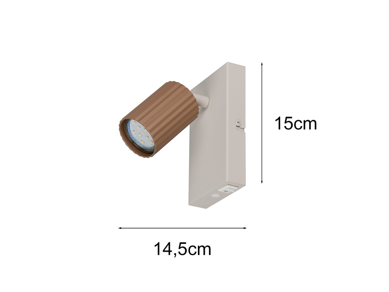 LED Innen Wandstrahler Hellgrau mit Schalter, Spot Coffee schwenkbar, Höhe 15cm