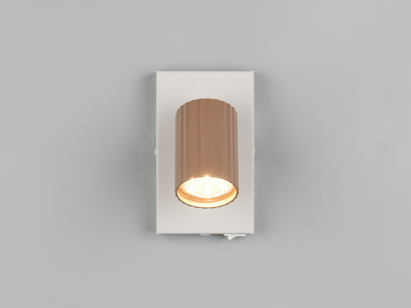 LED Innen Wandstrahler Hellgrau mit Schalter, Spot Coffee schwenkbar, Höhe 15cm