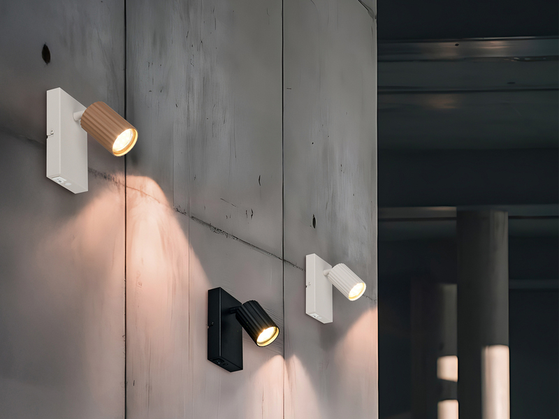 LED Innen Wandstrahler Hellgrau mit Schalter, Spot Coffee schwenkbar, Höhe 15cm
