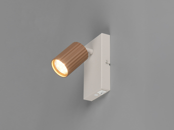 LED Innen Wandstrahler Hellgrau mit Schalter, Spot Coffee schwenkbar, Höhe 15cm