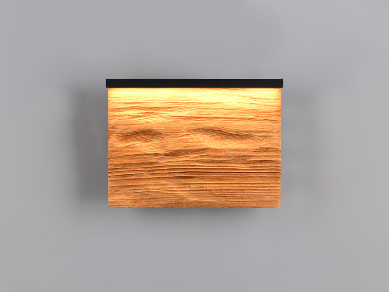 2er Set LED Wandleuchten aus Naturholz flach & dimmbar, Breite 20cm