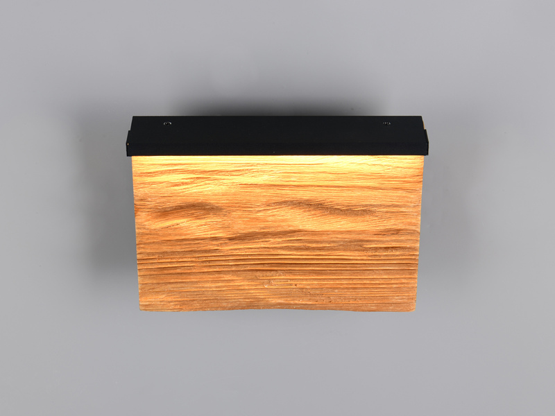 2er Set LED Wandleuchten aus Naturholz flach & dimmbar, Breite 20cm