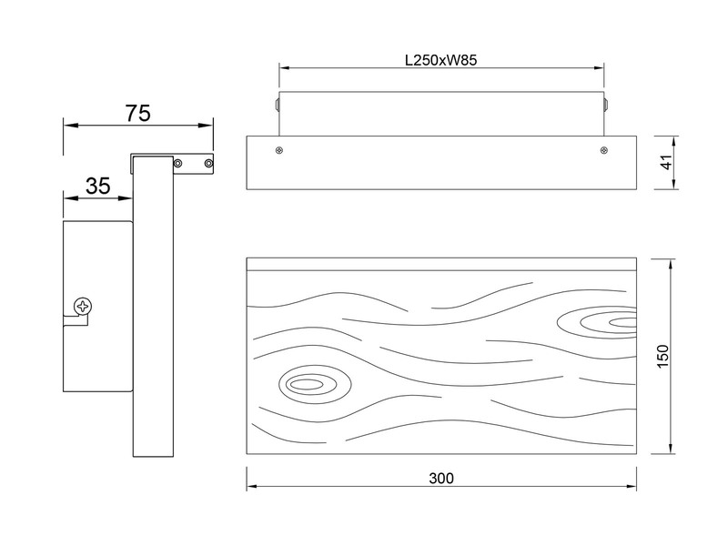 2er Set LED Wandleuchten aus Naturholz flach & dimmbar, Breite 30cm