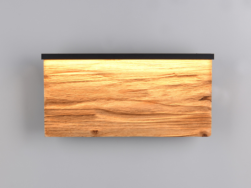 2er Set LED Wandleuchten aus Naturholz flach & dimmbar, Breite 30cm