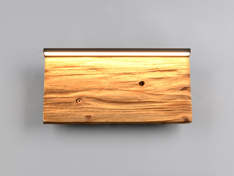 2er Set LED Wandleuchten aus Naturholz flach & dimmbar, Breite 30cm