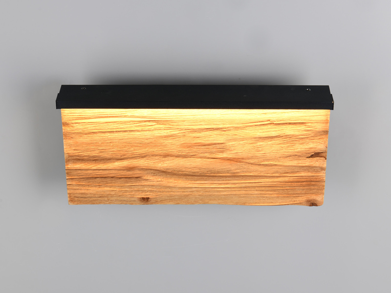 2er Set LED Wandleuchten aus Naturholz flach & dimmbar, Breite 30cm