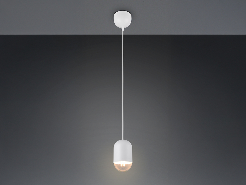 Kleine Pendelleuchte NARA einflammig aus Metall in Weiß, Ø 10cm