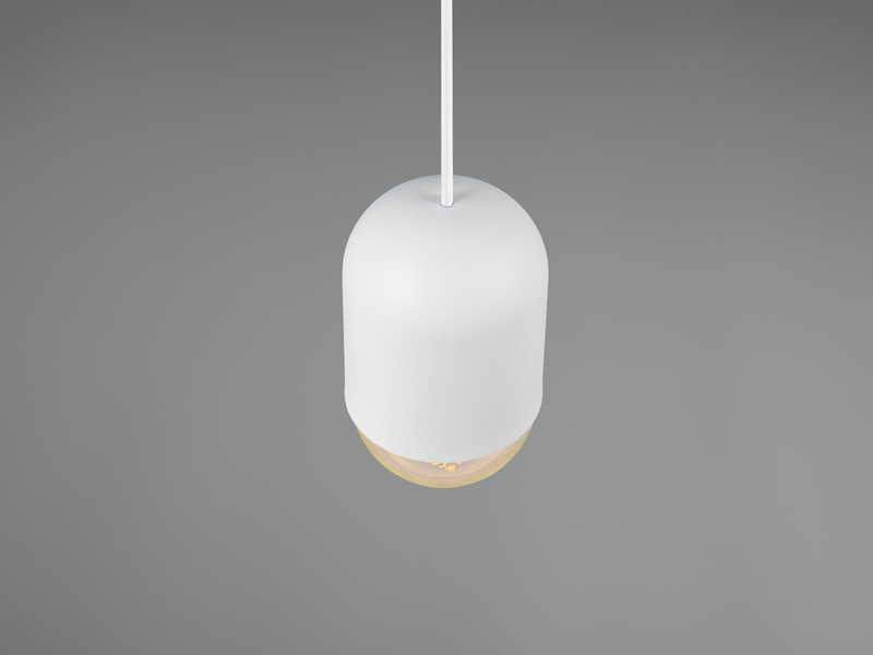 Kleine Pendelleuchte NARA einflammig aus Metall in Weiß, Ø 10cm