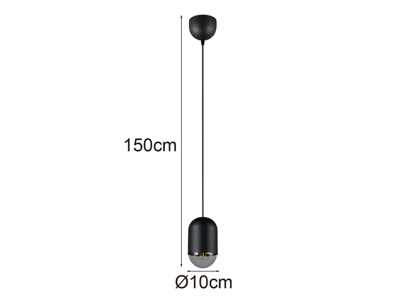 Kleine Pendelleuchte NARA einflammig aus Metall in Schwarz, Ø 10cm