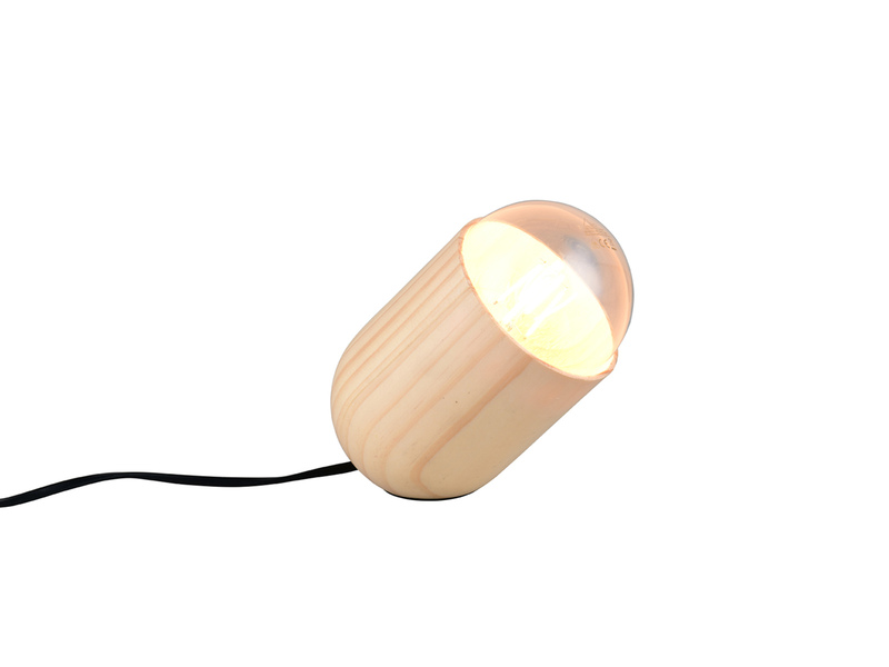 Kleine Tischleuchte NARA oval aus hellem Naturholz, Höhe 13,5cm