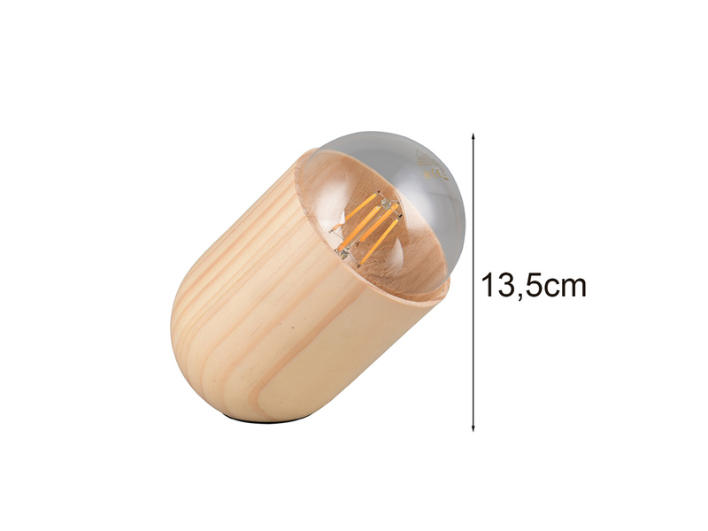 Kleine Tischleuchte NARA oval aus hellem Naturholz, Höhe 13,5cm