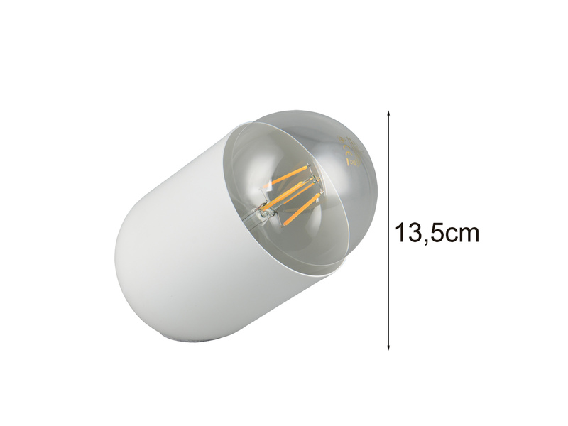 Kleine Tischleuchte NARA oval aus Metall in Weiß, Höhe 13,5cm