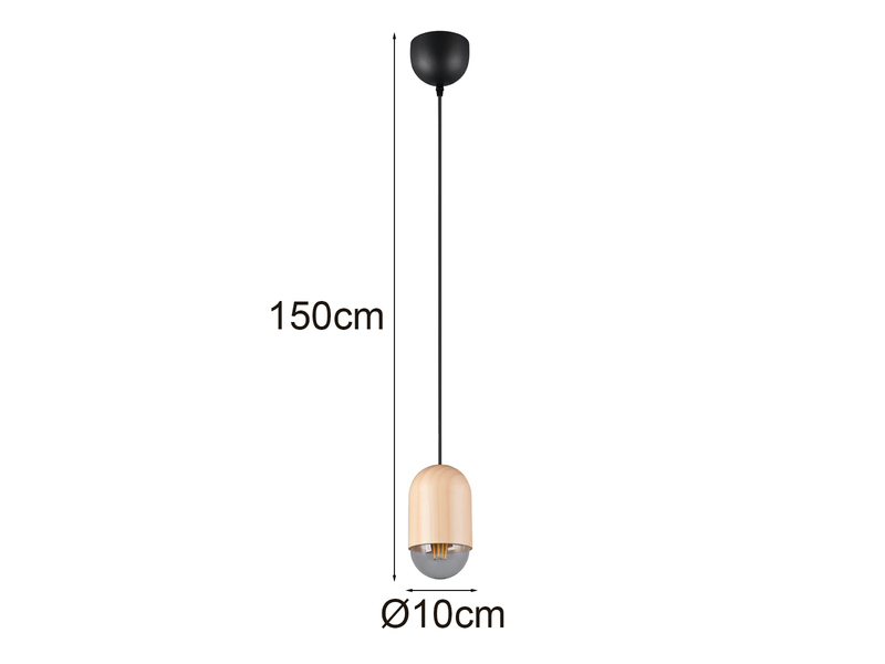 Kleine LED Pendelleuchte einflammig aus hellem Naturholz, Ø 10cm