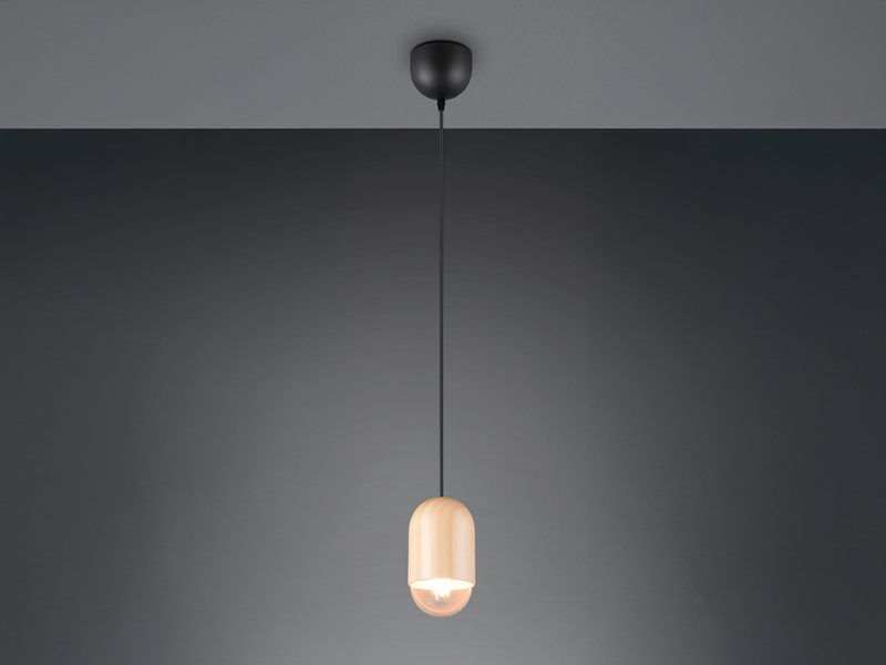 Kleine LED Pendelleuchte einflammig aus hellem Naturholz, Ø 10cm