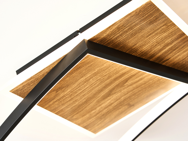 LED Deckenleuchte OVEST Naturholz, flach & Lichtfarbe einstellbar, Breite 37cm