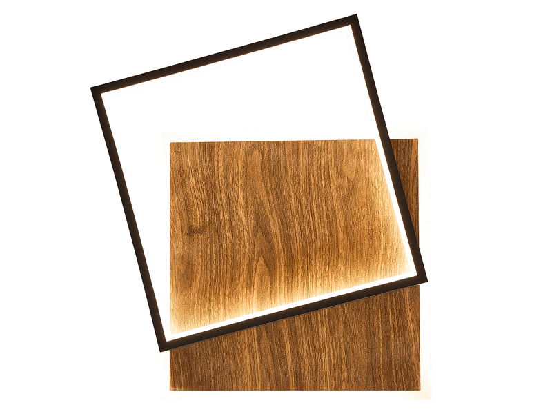 LED Deckenleuchte OVEST Naturholz, flach & Lichtfarbe einstellbar, Breite 37cm