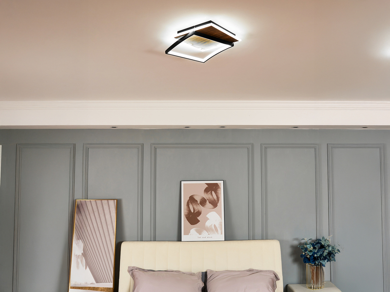 LED Deckenleuchte OVEST Naturholz, flach & Lichtfarbe einstellbar, Breite 37cm