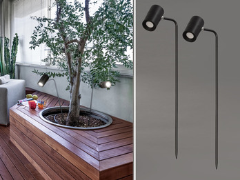 2er SET Akku Gartenstrahler mit Erdspieß, dimmbar & Tageslicht, Höhe 57cm