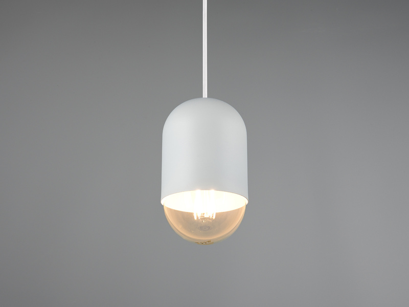 Kleine LED Pendelleuchte einflammig aus Metall in Weiß, Ø 10cm