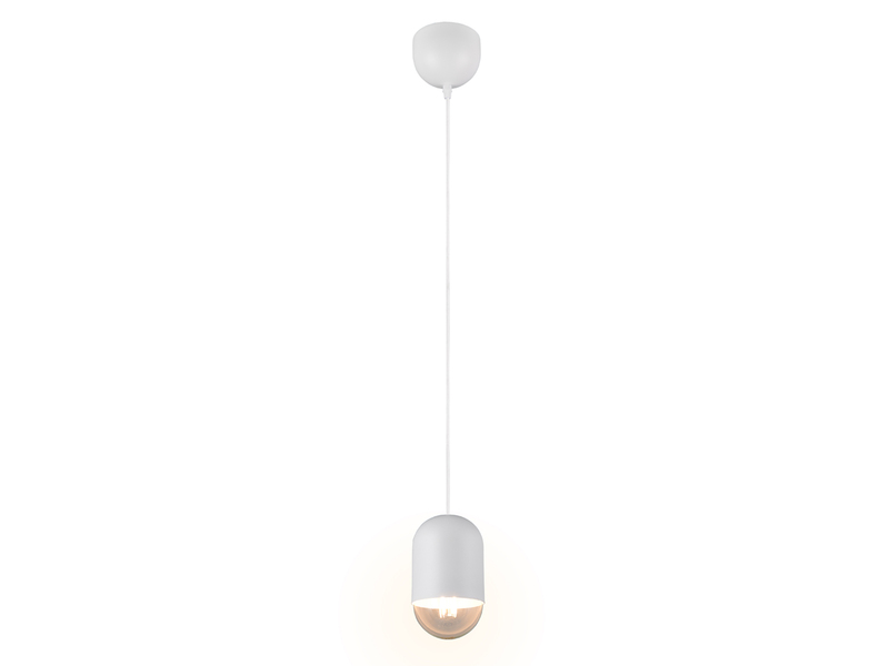 Kleine LED Pendelleuchte einflammig aus Metall in Weiß, Ø 10cm