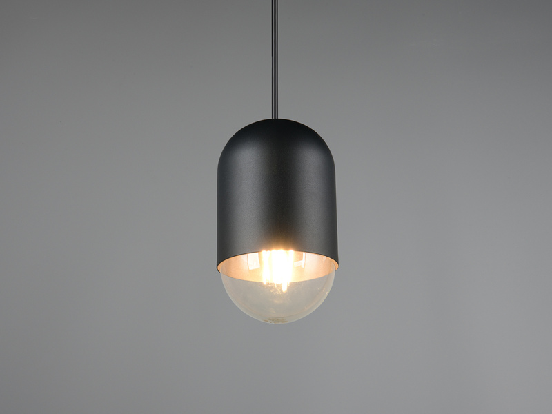 Kleine LED Pendelleuchte einflammig aus Metall in Schwarz, Ø 10cm