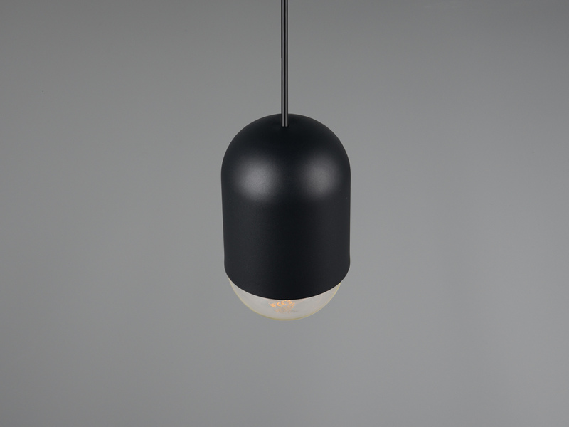 Kleine LED Pendelleuchte einflammig aus Metall in Schwarz, Ø 10cm