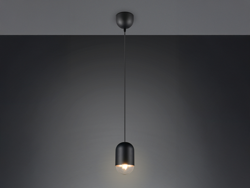 Kleine LED Pendelleuchte einflammig aus Metall in Schwarz, Ø 10cm