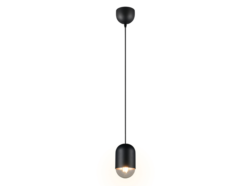 Kleine LED Pendelleuchte einflammig aus Metall in Schwarz, Ø 10cm