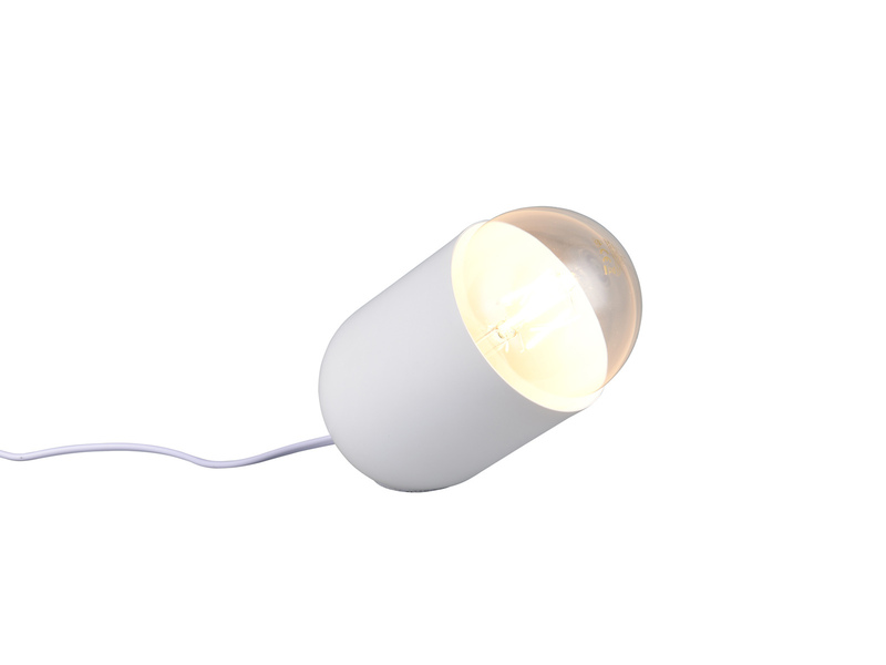 Kleine LED Tischleuchte oval aus Metall in Weiß, Höhe 13,5cm